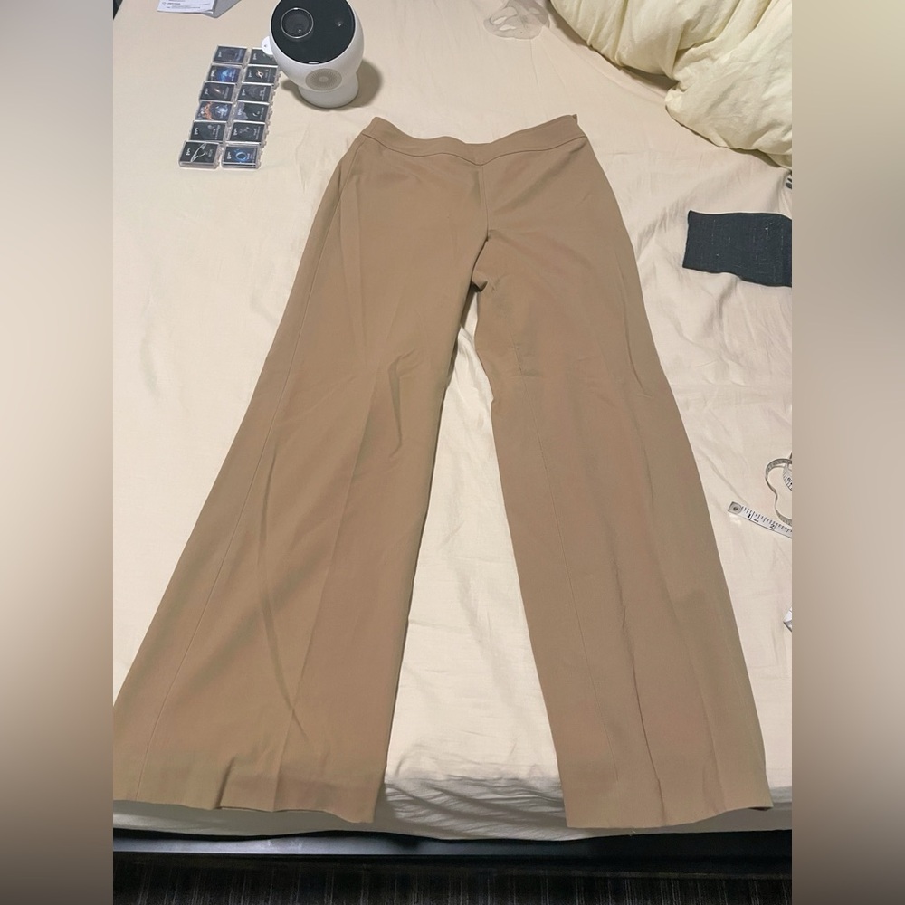 Talbots Petite Stretch Dress Pants | Classic Beige Wide-Leg Trousers | Size 4